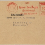 DR - Hamburg 1, 3 Pfg. AFS "Haus der Ärzte", Drucksachenkarte 1938