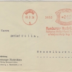 DR - Hamburg 1, 12 Pfg. AFS "Hamburger Nachrichten", Brief n. Wesselburen 1938