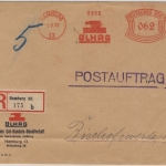 DR - Hamburg 13, 62 Pfg. AFS "ÖLHAG", R-Postauftrag n. Bischofswerda 1933