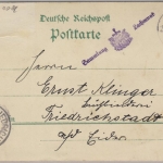 Hamburg - Farbige Megrbild-Gruss aus-Litho, gelaufen 1899, re. oben Eckmgl.