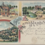 Hamburg - Farbige Mehrbild-Gruss aus-Litho, gelaufen 1897