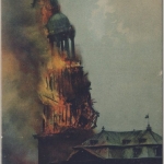 Hamburg - Brand d. Michaeliskirche/Turmeinsturz, farb. Ansichtskarte, ungelaufen