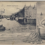 Hamburg - Freihafen-Lagerhäuser, sw-Ansichtskarte, gelaufen n. Belgien 1908