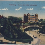 Hamburg - Kersten Miles Brücke u. Seewarte, farb. Ansichtskarte, gelaufen 1914