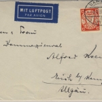 Danzig - 15+25 Pfg. Wappen Luftpostbrief n. Kempten 1935 - ohne Inhalt