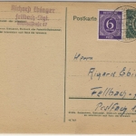 AM-Post - 6 Pfg. GA + Zusatz, Schnaidt über Waiblingen - Fellbach 1946