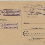 DDR - (15a) Schwickershausen über Meiningen, Landpoststellenstpl. a. Karte 1950