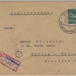 Kontrollrat - 84 Pfg Ziffer Einschreibebrief SST Rathenow Dt. Volkskongress 1946