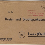Kontrollrat - Gebühr bezahlt + L1 Postamt Aurich, Brief n. Leer 1945