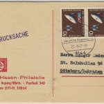 BRD - 2x10 Pfg. IVA München Drucksachenkarte n. SCHWEDEN Asperg - Göteborg 1967