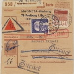 BRD - Freiburg 1972 unfreie Paketkarte n. Regenburg - Retour/Nachgebühr