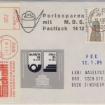 BRD - 33 Pfg SWK/Oberrand + 2 Pfg AFS Eisen Schmidt Drucksache/FDC Sinsheim 1989