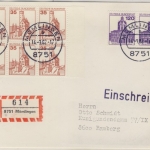 BRD - 120 Pfg. waagr. Paar + 35 Pfg. 6er-Block B&S, Einschreibekarte Mömlingen