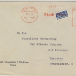 BRD - 20 Pfg. AFS Stadt Peine + Notopfer Brief n. Hannover 1952