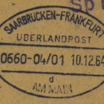 BRD - Saarbrücken - Frankfurt Überlandpost 0660-04/01 - 1964, Briefstück