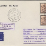 BRD - 2x80 Pfg. Wofa (Buchbinder) Luftpostbrief n. SÜDAFRIKA Frankfurt a/M 1987
