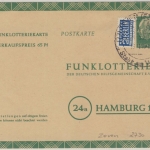 BRD - 10 Pfg. Heuss Funklotterie GA-Karte, Zeven - Hamburg 1958