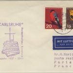 BRD - Bodensee-Schiffspost MS Karlsruhe Luftpostbrief n. FRANKREICH 1963