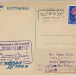 Schweiz - Bodensee Schiffspost MS Schienerberg Luftpostkarte n. USA 1964