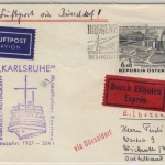 Österreich - Bodensee-Schiffspost MS Karlsruhe Luftpost Eilbrief Bregenz 1963 n.