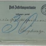 DR - Mülverstedt 1890, K1 a. Post-Zustellurkunde n. Langensalza