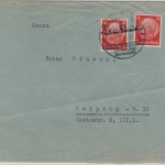 DR - 2x12 Pfg. Hindenburg/Perfin "HW" Brief Zwickau - Leipzig 1935