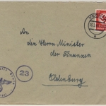 DR - 12 Hkr.-Dienst, Brief Vechta 13.2.45 n. Oldenburg - ohne Inhalt