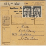 BRD - 2x110 Pfg. Heinemann, Paketkarte Posthausen b. Bremen - Bockhorn 1973