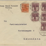 DR - 10+5x15 Pfg. Germania, Konsulatsbrief n. DÄNEMARK, Flensburg - Kopenhagen