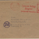 DR - Eckernförde 1945, 8 Pfg. AFS "Kreissparkasse", Ortsbrief 29.3.45