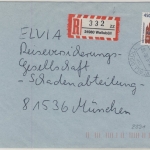 BRD - 450 Pfg. SWK, Einschreibebrief Wallsbüll - München 1996 - ohne Inhalt
