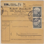 BRD - 3x50+20+5 Pfg. Heuss, Paketkarte Henstedt über Ulzburg - Brake 1957