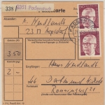 BRD - 2351 Padenstedt, Aushilfs-Paketzettel, Paketkarte n. Dortmund 1974