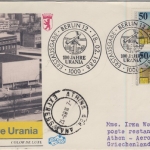 Berlin - 2x50 Pfg. 100 J. Urania, Schmuck-FDC n. GRIECHENLAND 1988
