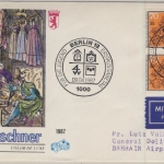 Berlin - 2x70 Pfg. Jugend/Handwerksberufe, Lupo-Schmuck-FDC n. BAHRAIN (!) 1987