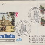 Berlin - 2x50 Pfg. 750 J. Berlin, MEF ex Block, Schmuck-FDC n. GRIECHENLAND 1987