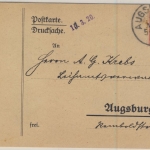 Bayern - 10 Pfg. Wappen/Aufbrauch, Ortskarte Augsburg 10.3.20