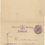Württemberg - 5/5 Pfg. Antwortganzsache Doppelkarte Heilbronn - München 1889