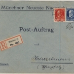 Bayern - 15+20 Pfg. Ludwig, Postauftrag - R-Brief München 13 - Kaiserslautern