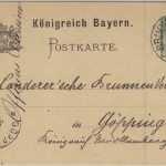 Bayern - 5 Pfg. Ziffer/Rauten GA-Karte Bruck b. Feld - Göppingen 1893