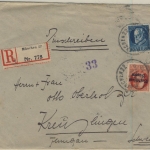 Bayern - 15 Pfg. Ludwig/Volksstaat u.a., R-Brief i.d. SCHWEIZ München 22 -