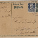 Bayern - 5 Pfg. Wappen/Hupp, GA-Karte + Zusatz, Oberauerbach - Zweibrücken 1916