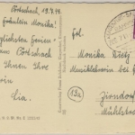 DR - Bahnpost Klagenfurt-Salzburg, Zug 711, Karte Pörtschach - Zirndorf 1944