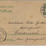 Bayern - Bahnpost Weiden-II-Bayreuth, 5 Pfg. GA-Karte n. Zumhaus 1906