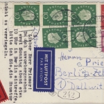 BRD - 5x10 Pfg. Heuss Medaillon u.a., Luftpost Eilkarte Neustadt (Holst.) 1960