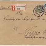 DR - 40 Pfg. Adler u.a., Einschreibebrief Deutsch Filhene - Leipzig 1927