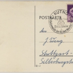 DR - Kutno Fahnenweihe 1942, seltener SST a. Karte n. Stuttgart - ohne Text