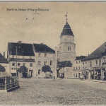 Neumark - Zielenzig Markt m. Kaiser Wilhelm Denkmal sw-Ansicht gelaufen 1917