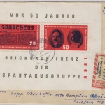 DDR - Blockausgabe Spartacus Einschreibebrief Spremberg 2 - Kempten 1966