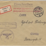 DR - Stettin 4 Frei d. Ablösung Ortsbrief Einschreiben 1939 - Wehrmeldeamt